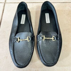 Saks Fifth Avenue Black Leather Driving Loafers Flats Shoes Equestrian Mocs 8B